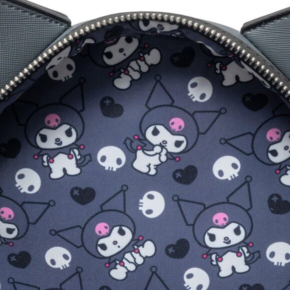 Sanrio Kuromi & My Melody Exclusive Mini-Backpack with Coin Purse Black Faux Lea - Picture 5 of 10